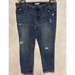 LOFT Women's Distressed Bootcut Jeans Blue   Size 32/14 – high Rise